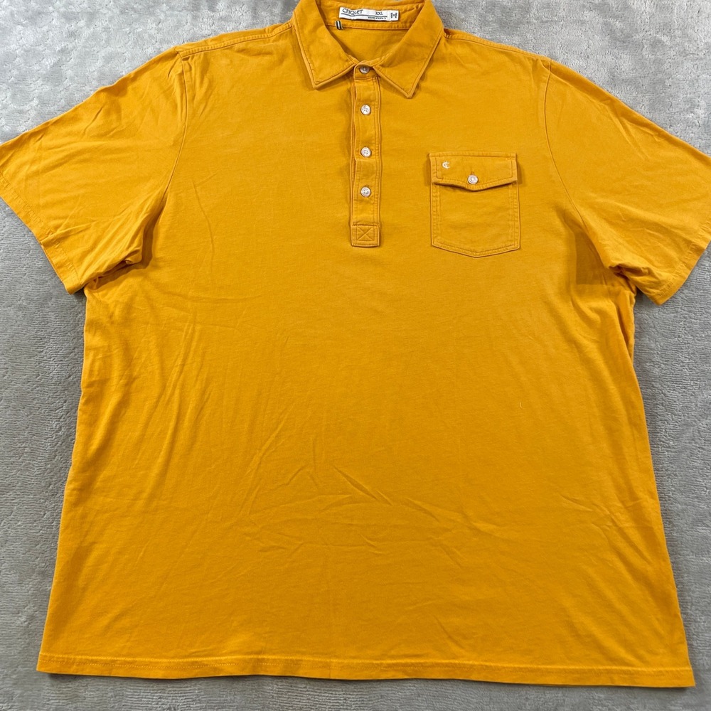 Criquet Mens Players Shirt XXL Mustard Yellow‎ 100% Organic Cotton Polo Golf Tee